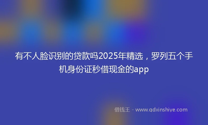 有不人脸识别的贷款吗2025年精选,罗列五个手机身份证秒借现金的app