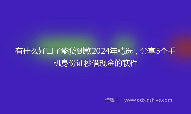 有什么好口子能贷到款2024年精选，分享5个手机身份证秒借现金的软件