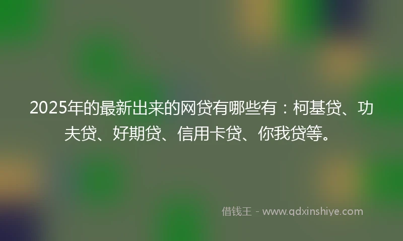 2025年的最新出来的网贷有哪些有：柯基贷、功夫贷、好期贷、信用卡贷、你我贷等。