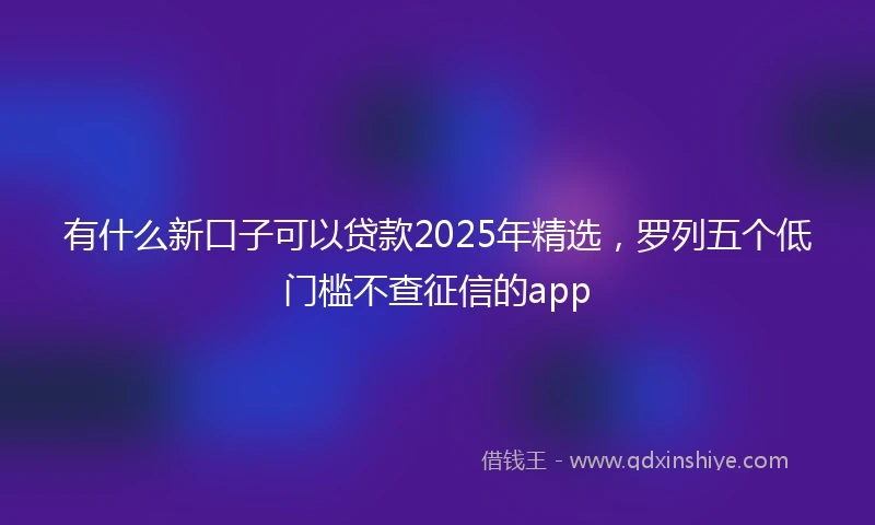 有什么新口子可以贷款2025年精选，罗列五个低门槛不查征信的app