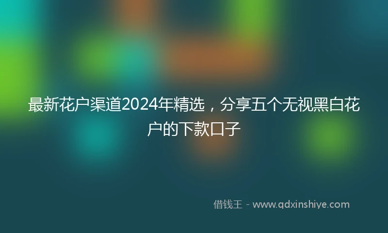 最新花户渠道2024年精选，分享五个无视黑白花户的下款口子