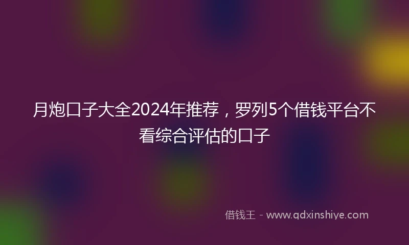 月炮口子大全2024年推荐,罗列5个借钱平台不看综合评估的口子