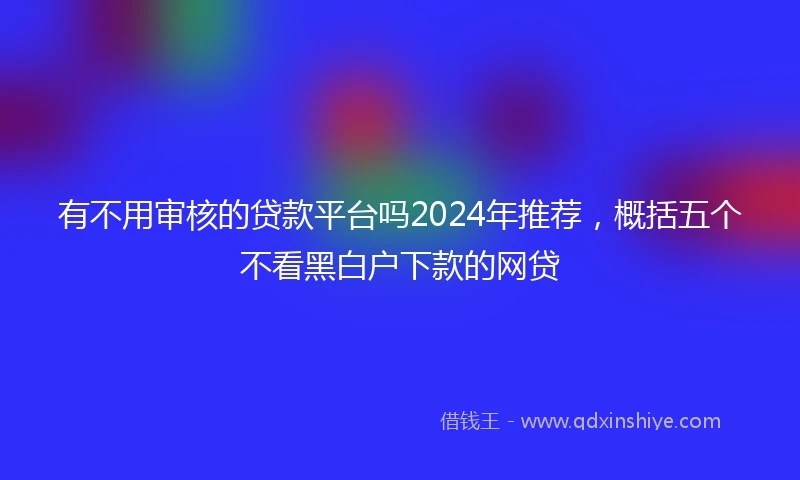 有不用审核的贷款平台吗2024年推荐，概括五个不看黑白户下款的网贷