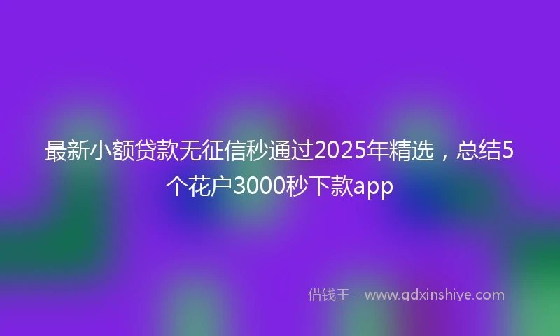 最新小额贷款无征信秒通过2025年精选，总结5个花户3000秒下款app