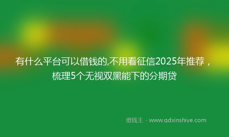 有什么平台可以借钱的,不用看征信2025年推荐，梳理5个无视双黑能下的分期贷