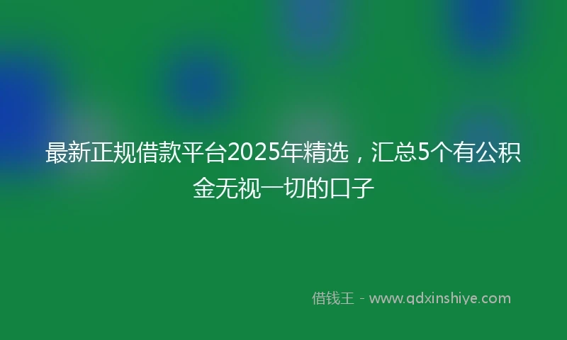最新正规借款平台2025年精选，汇总5个有公积金无视一切的口子