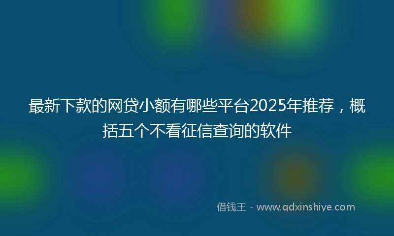 最新下款的网贷小额有哪些平台2025年推荐，概括五个不看征信查询的软件