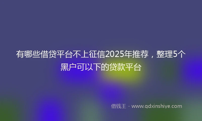 有哪些借贷平台不上征信2025年推荐，整理5个黑户可以下的贷款平台