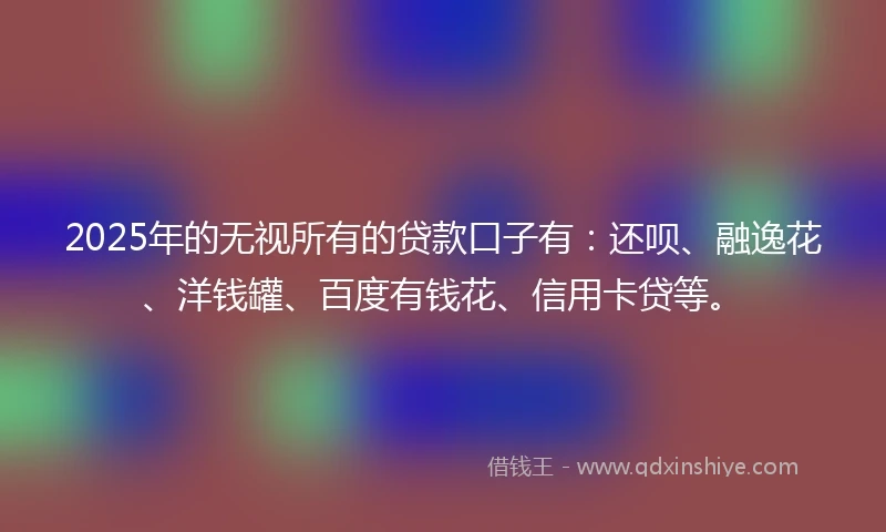 2025年的无视所有的贷款口子有：还呗、融逸花、洋钱罐、百度有钱花、信用卡贷等。