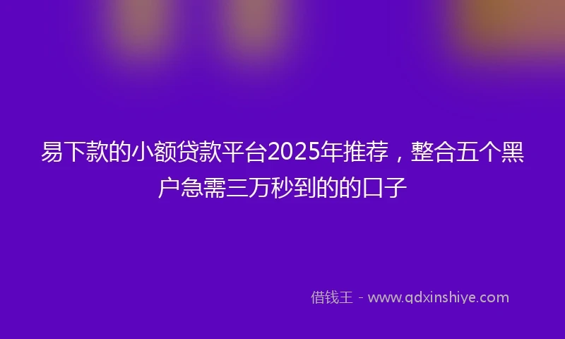 易下款的小额贷款平台2025年推荐，整合五个黑户急需三万秒到的的口子