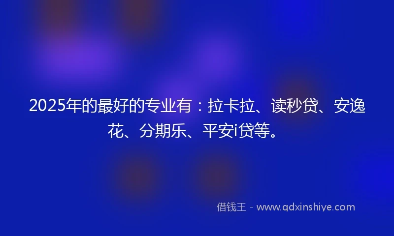 2025年的最好的专业有：拉卡拉、读秒贷、安逸花、分期乐、平安i贷等。