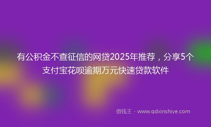 有公积金不查征信的网贷2025年推荐，分享5个支付宝花呗逾期万元快速贷款软件
