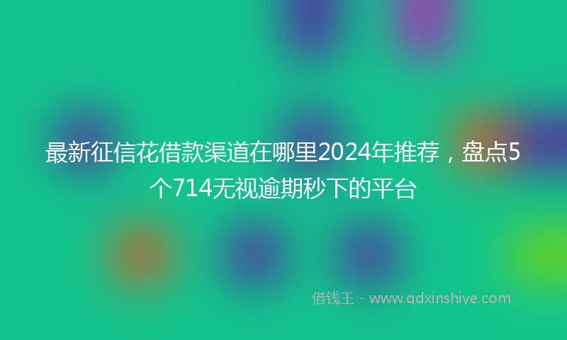最新征信花借款渠道在哪里2024年推荐，盘点5个714无视逾期秒下的平台