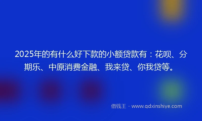 2025年的有什么好下款的小额贷款有：花呗、分期乐、中原消费金融、我来贷、你我贷等。