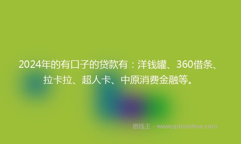 2024年的有口子的贷款有：洋钱罐、360借条、拉卡拉、超人卡、中原消费金融等。