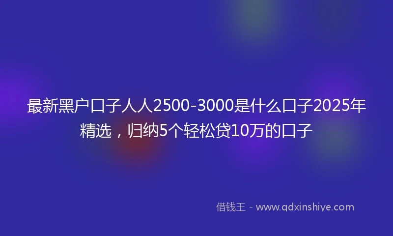 最新黑户口子人人2500-3000是什么口子2025年精选，归纳5个轻松贷10万的口子