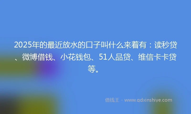 2025年的最近放水的口子叫什么来着有：读秒贷、微博借钱、小花钱包、51人品贷、维信卡卡贷等。
