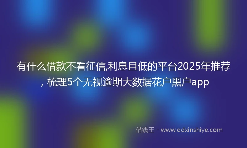 有什么借款不看征信,利息且低的平台2025年推荐，梳理5个无视逾期大数据花户黑户app