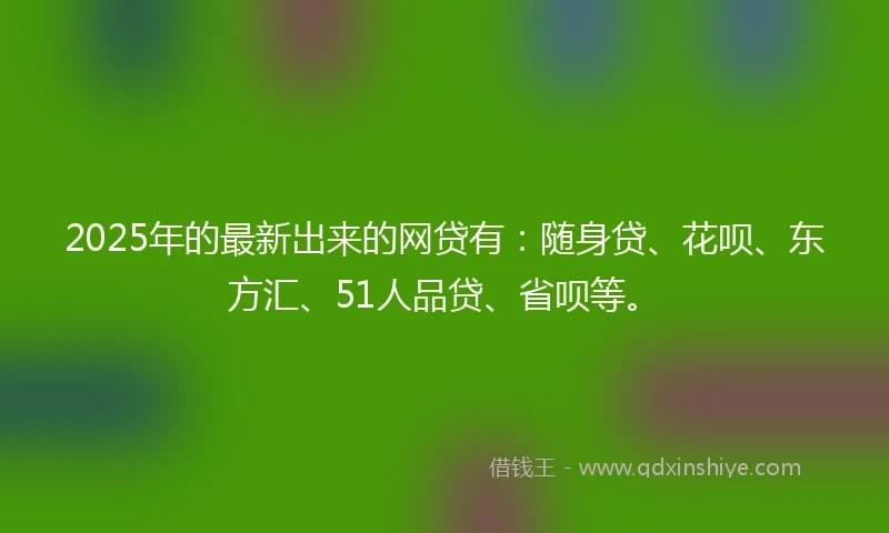 2025年的最新出来的网贷有：随身贷、花呗、东方汇、51人品贷、省呗等。