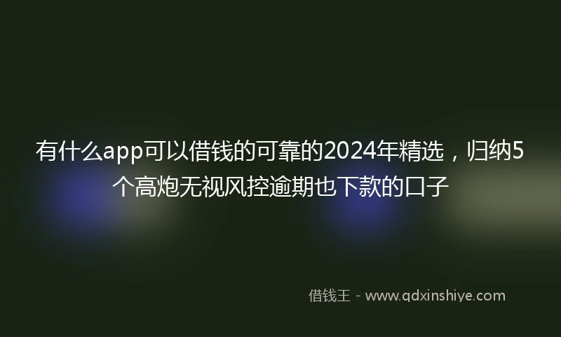 有什么app可以借钱的可靠的2024年精选,归纳5个高炮无视风控逾期也下款的口子