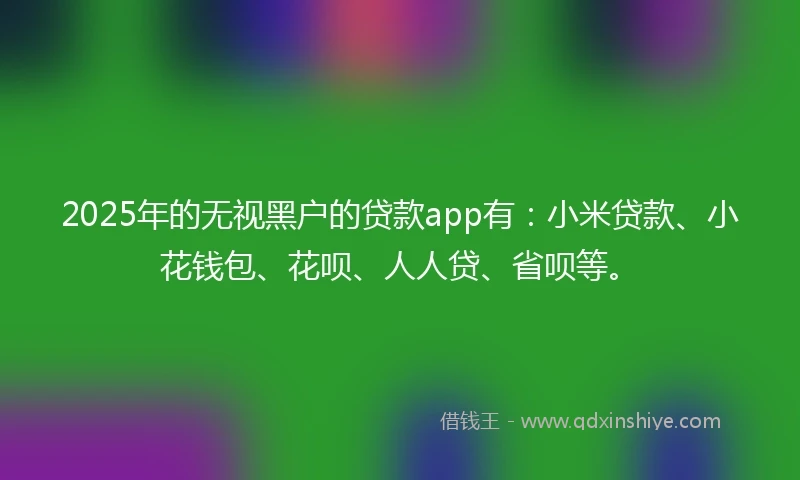 2025年的无视黑户的贷款app有：小米贷款、小花钱包、花呗、人人贷、省呗等。