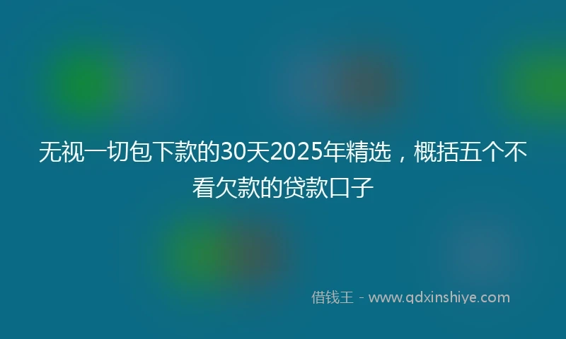 无视一切包下款的30天2025年精选，概括五个不看欠款的贷款口子