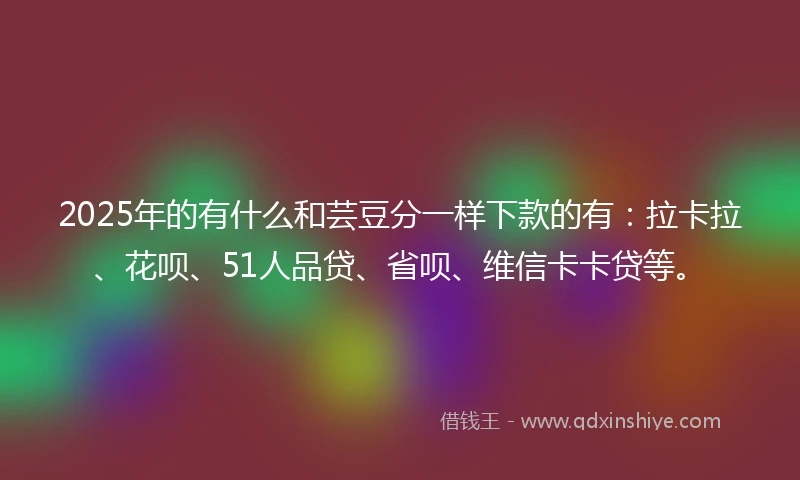2025年的有什么和芸豆分一样下款的有：拉卡拉、花呗、51人品贷、省呗、维信卡卡贷等。