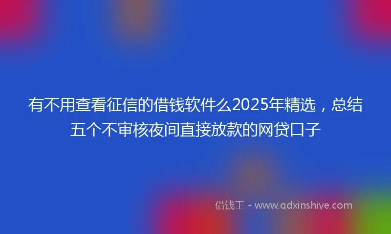 有不用查看征信的借钱软件么2025年精选,总结五个不审核夜间直接放款的网贷口子