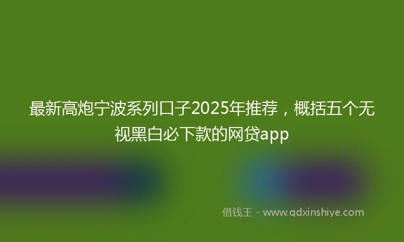 最新高炮宁波系列口子2025年推荐，概括五个无视黑白必下款的网贷app