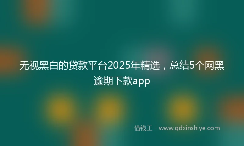 无视黑白的贷款平台2025年精选，总结5个网黑逾期下款app