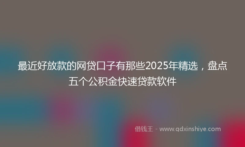 最近好放款的网贷口子有那些2025年精选，盘点五个公积金快速贷款软件
