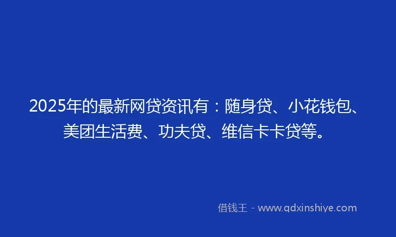 2025年的最新网贷资讯有：随身贷、小花钱包、美团生活费、功夫贷、维信卡卡贷等。