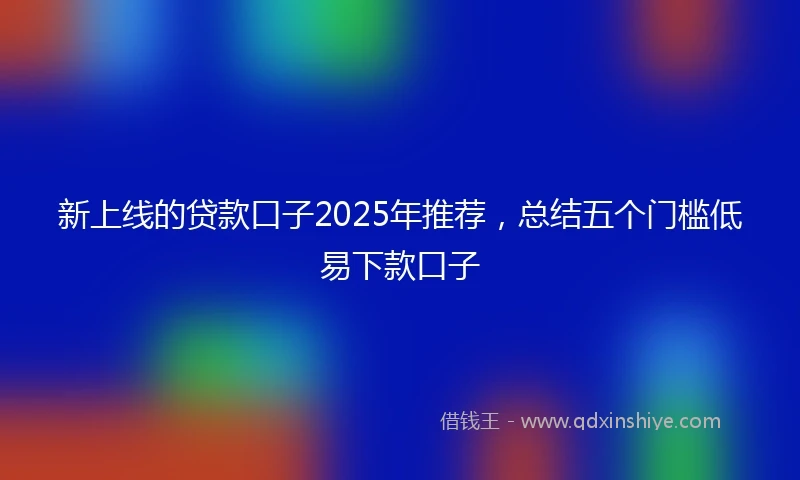 新上线的贷款口子2025年推荐，总结五个门槛低易下款口子