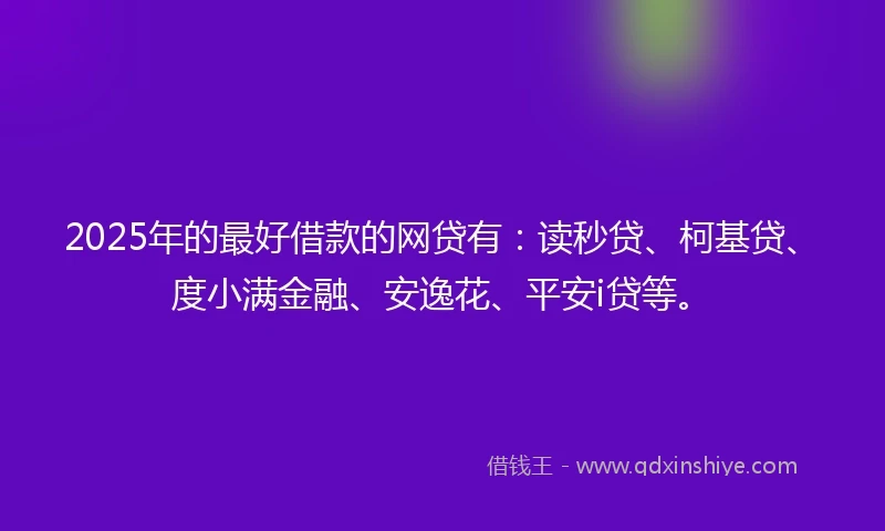 2025年的最好借款的网贷有：读秒贷、柯基贷、度小满金融、安逸花、平安i贷等。