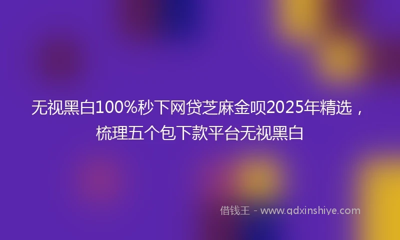 无视黑白100%秒下网贷芝麻金呗2025年精选，梳理五个包下款平台无视黑白