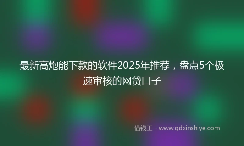 最新高炮能下款的软件2025年推荐，盘点5个极速审核的网贷口子