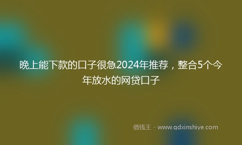 晚上能下款的口子很急2024年推荐，整合5个今年放水的网贷口子
