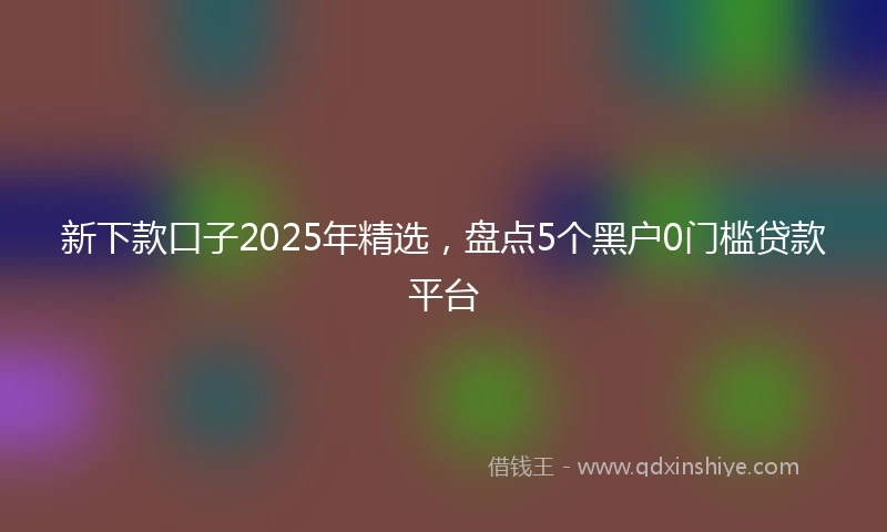 新下款口子2025年精选，盘点5个黑户0门槛贷款平台