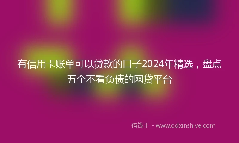 有信用卡账单可以贷款的口子2024年精选,盘点五个不看负债的网贷平台