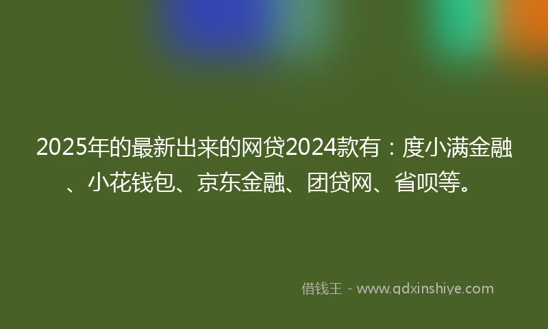 2025年的最新出来的网贷2024款有：度小满金融、小花钱包、京东金融、团贷网、省呗等。