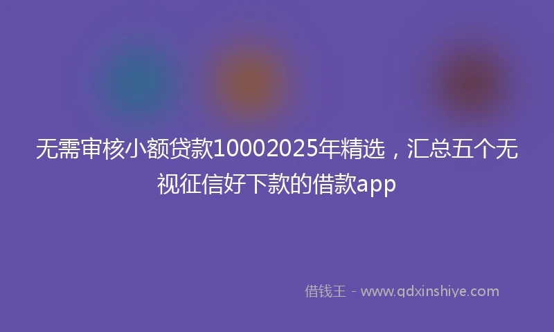 无需审核小额贷款10002025年精选，汇总五个无视征信好下款的借款app