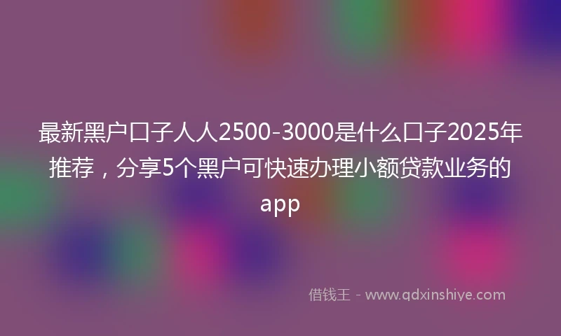 最新黑户口子人人2500-3000是什么口子2025年推荐，分享5个黑户可快速办理小额贷款业务的app