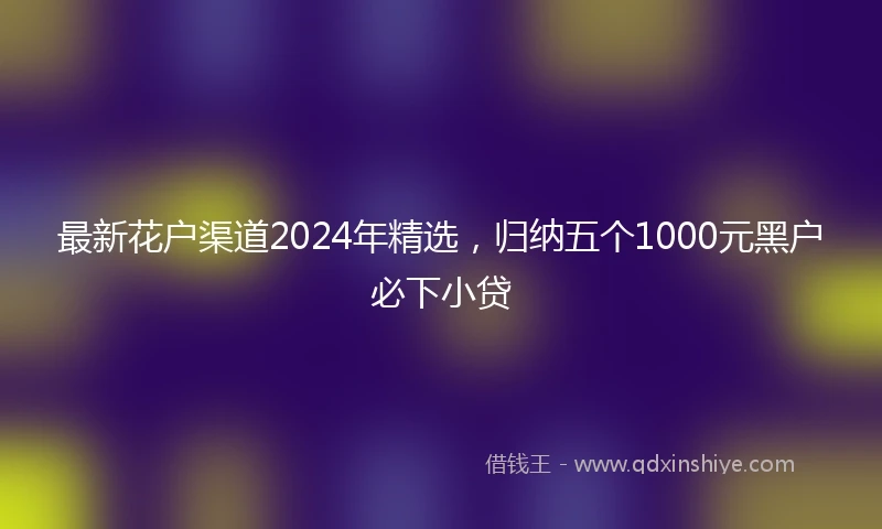 最新花户渠道2024年精选，归纳五个1000元黑户必下小贷