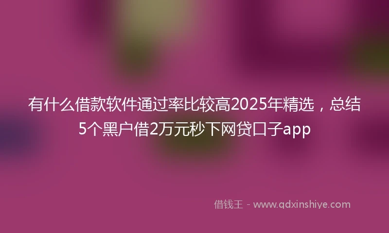 有什么借款软件通过率比较高2025年精选,总结5个黑户借2万元秒下网贷口子app