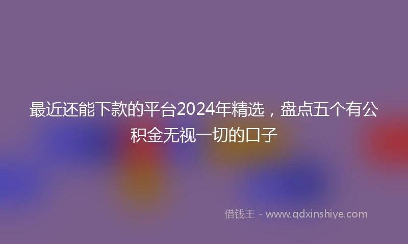 最近还能下款的平台2024年精选，盘点五个有公积金无视一切的口子