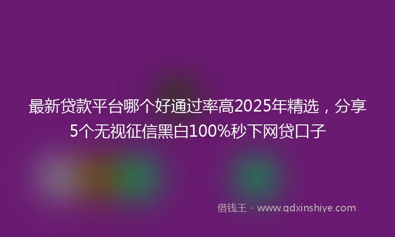 最新贷款平台哪个好通过率高2025年精选，分享5个无视征信黑白100%秒下网贷口子