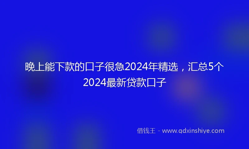 晚上能下款的口子很急2024年精选，汇总5个2024最新贷款口子