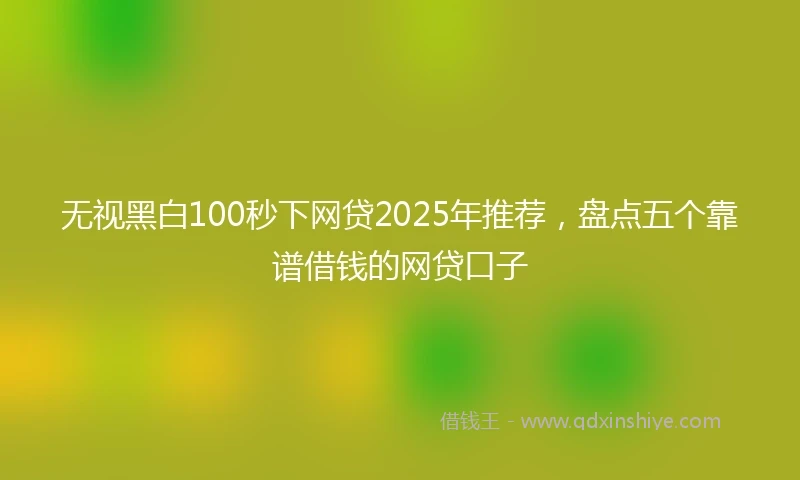 无视黑白100秒下网贷2025年推荐，盘点五个靠谱借钱的网贷口子