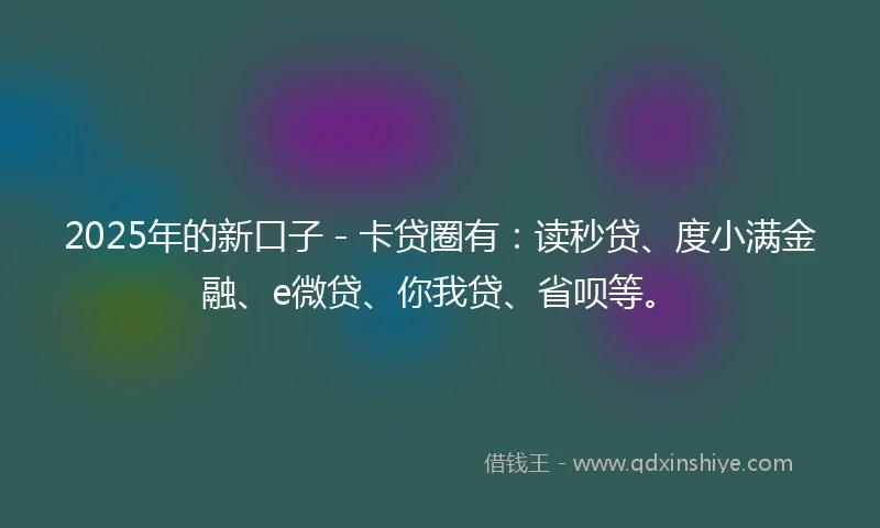 2025年的新口子 - 卡贷圈有：读秒贷、度小满金融、e微贷、你我贷、省呗等。