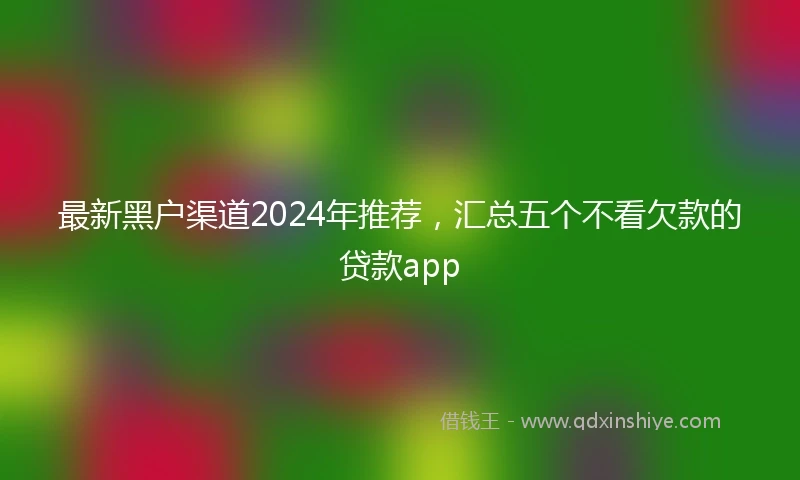 最新黑户渠道2024年推荐，汇总五个不看欠款的贷款app